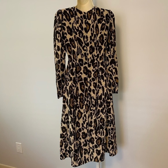DVF Diane von Furstenberg Viviana Leopard Cat Sand silk dress midi brown new 4 - Picture 4 of 8